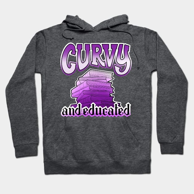 Curvy and educated, stack of purple books Hoodie by weilertsen